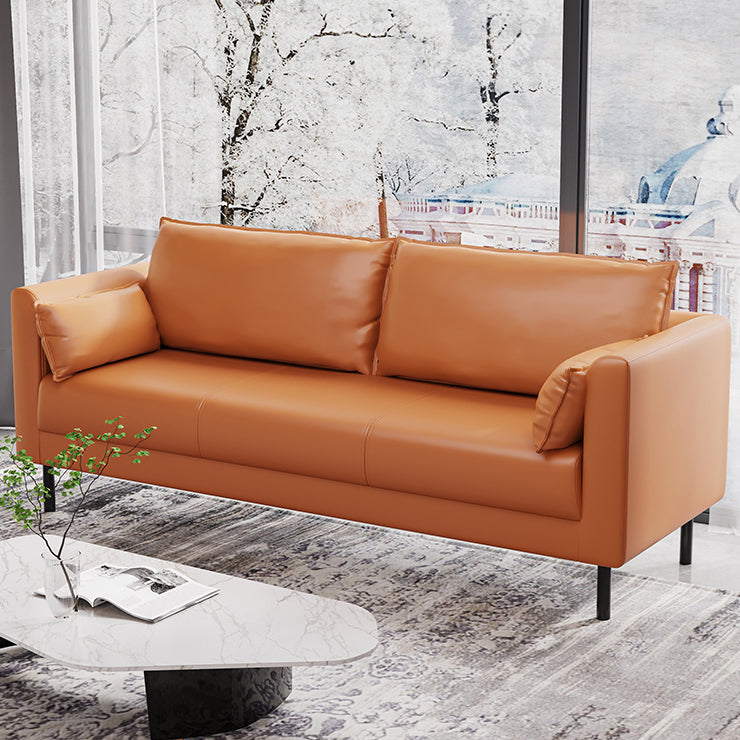 Square Arm Loveseat Sofa Apartment Leather Settee for Living Room