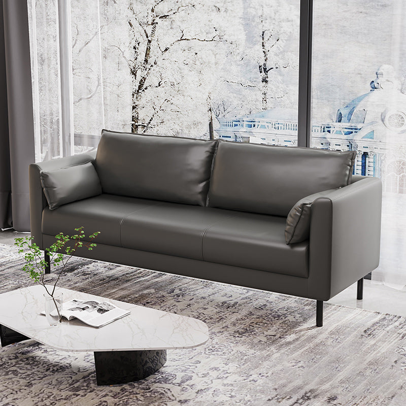 Square Arm Loveseat Sofa Apartment Leather Settee for Living Room