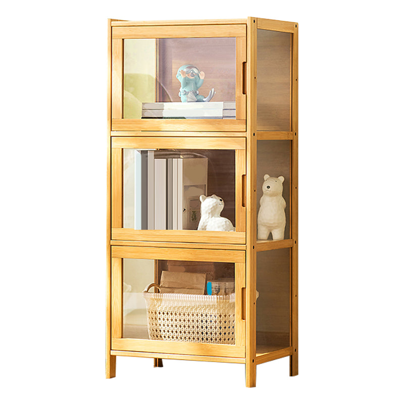 Contemporary Rectangle Accent Cabinet, Brown/Natural/Grey Cabinet with Doors