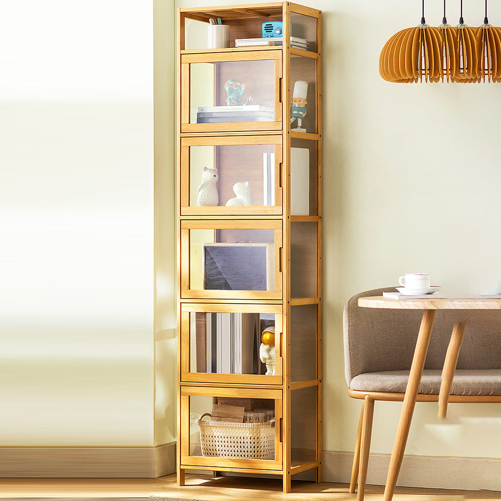 Contemporary Rectangle Accent Cabinet, Brown/Natural/Grey Cabinet with Doors