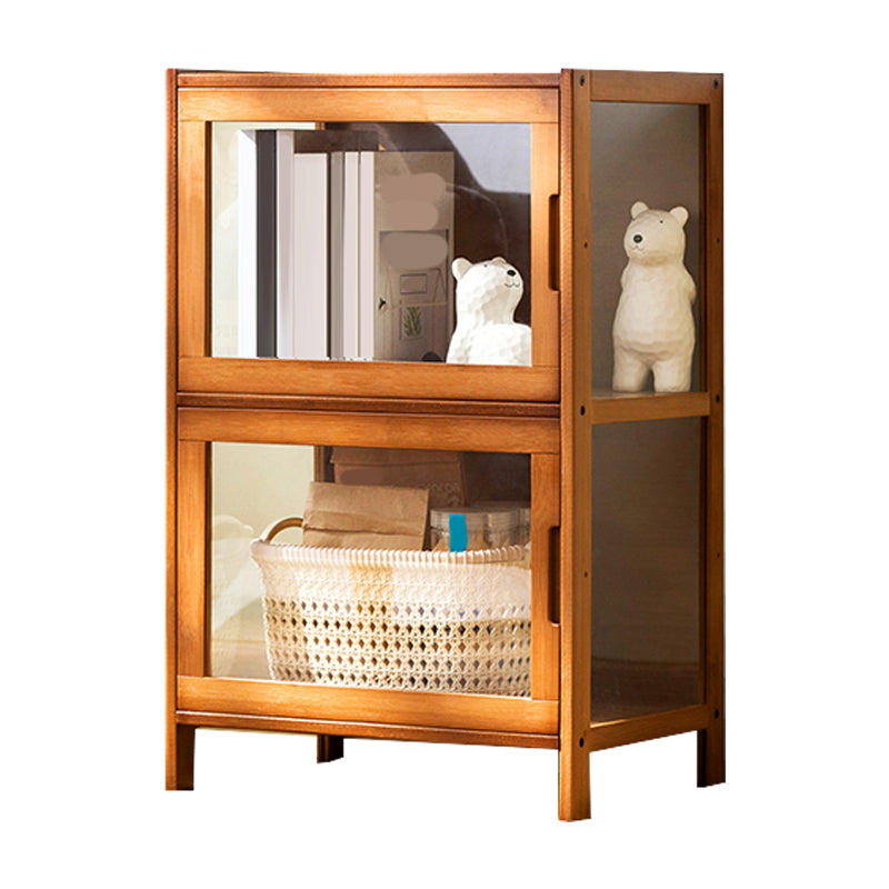 Contemporary Rectangle Accent Cabinet, Brown/Natural/Grey Cabinet with Doors