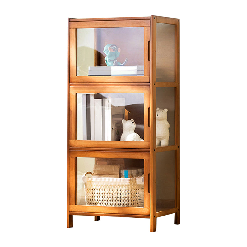 Contemporary Rectangle Accent Cabinet, Brown/Natural/Grey Cabinet with Doors