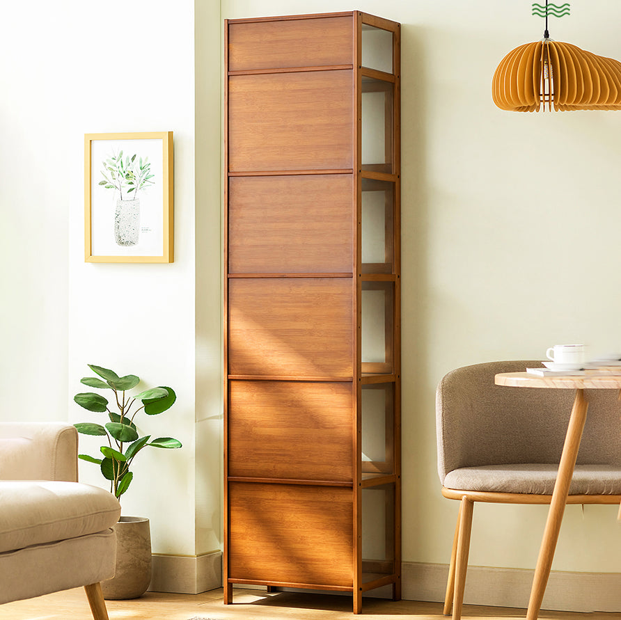 Contemporary Rectangle Accent Cabinet, Brown/Natural/Grey Cabinet with Doors