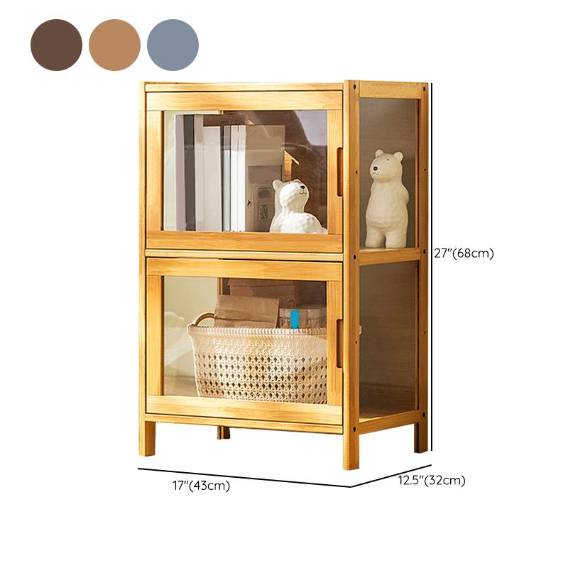 Contemporary Rectangle Accent Cabinet, Brown/Natural/Grey Cabinet with Doors