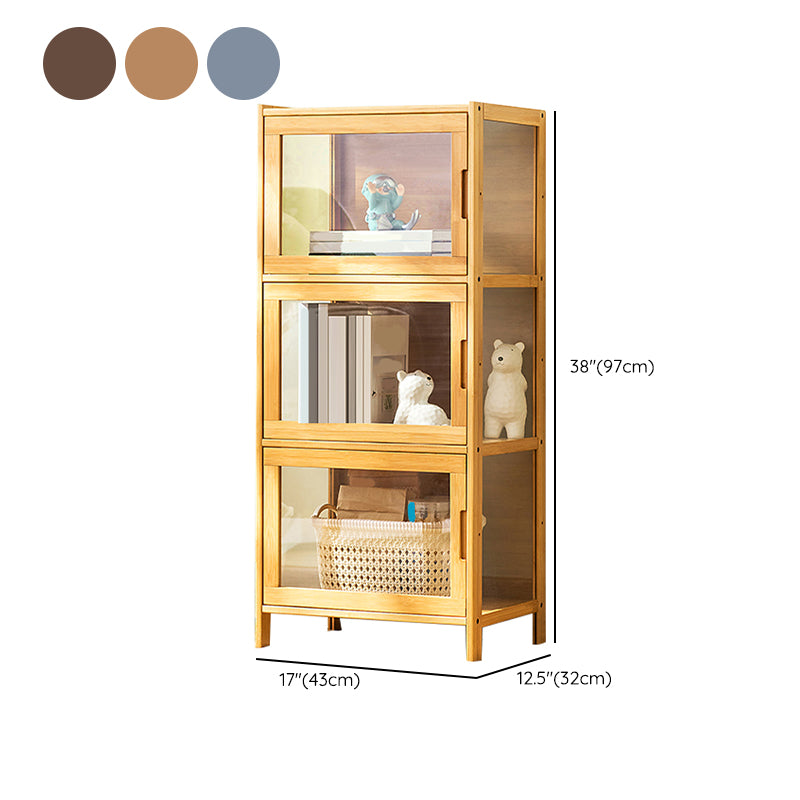 Contemporary Rectangle Accent Cabinet, Brown/Natural/Grey Cabinet with Doors