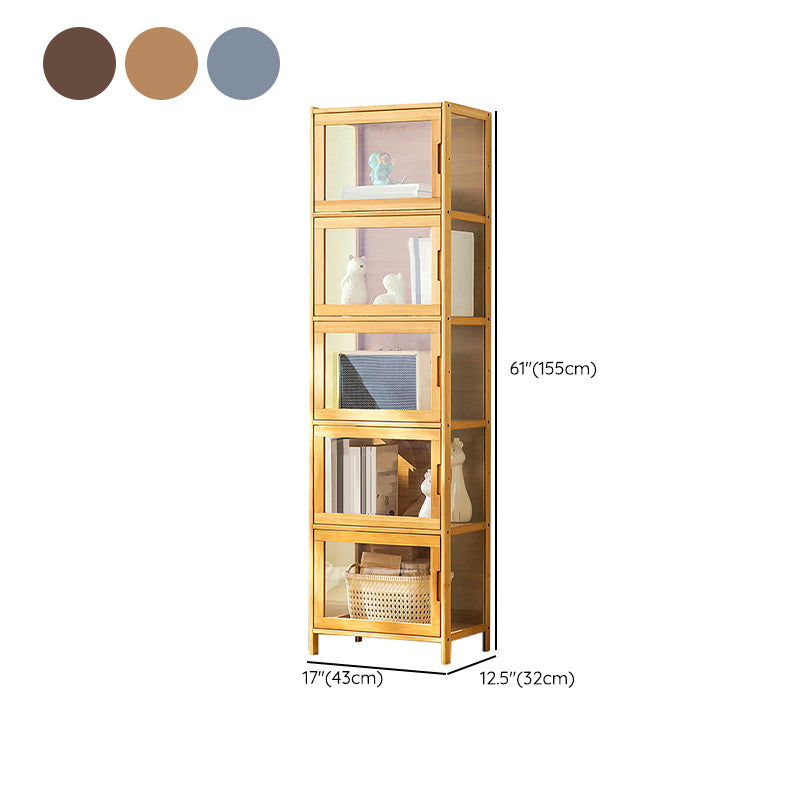 Contemporary Rectangle Accent Cabinet, Brown/Natural/Grey Cabinet with Doors