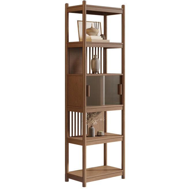 Rectangular Wood Cabinet, Mid-Century Modern Glass Paned Door Storage Cabinet