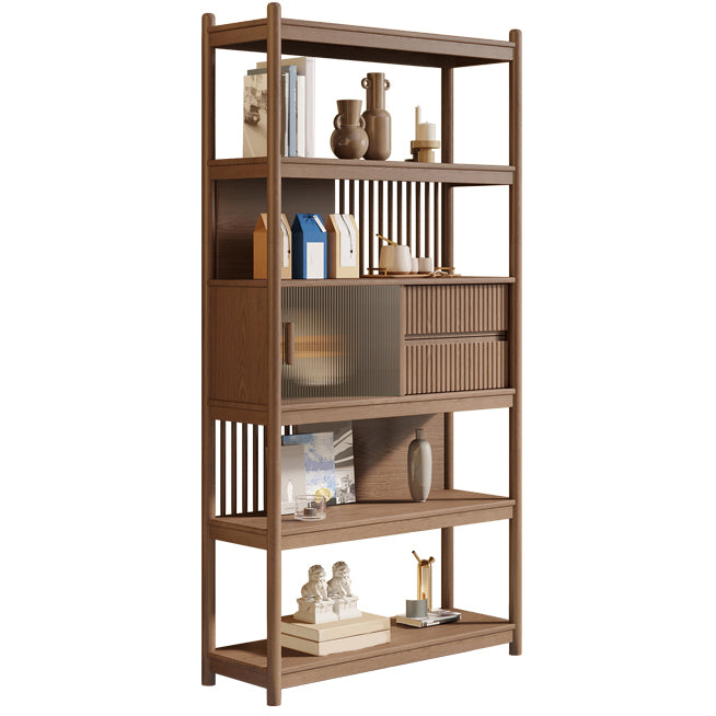 Rectangular Wood Cabinet, Mid-Century Modern Glass Paned Door Storage Cabinet
