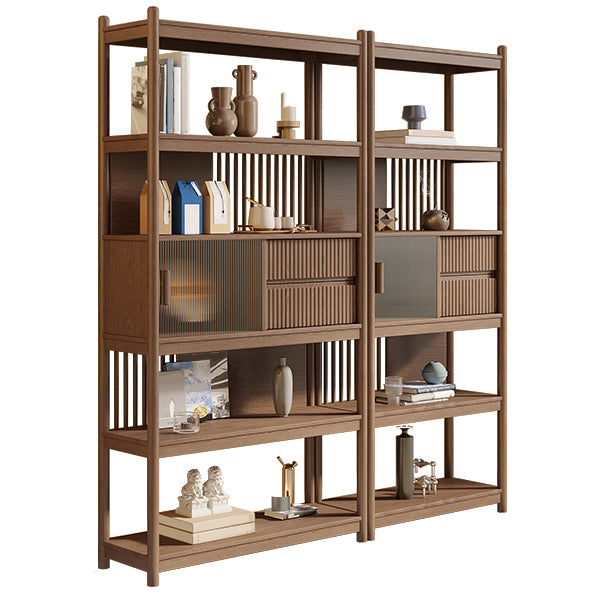 Rectangular Wood Cabinet, Mid-Century Modern Glass Paned Door Storage Cabinet