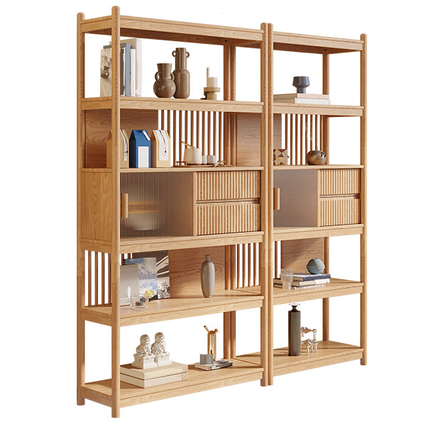 Rectangular Wood Cabinet, Mid-Century Modern Glass Paned Door Storage Cabinet