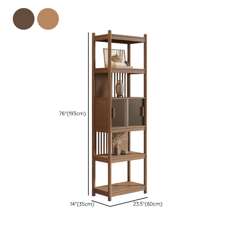 Rectangular Wood Cabinet, Mid-Century Modern Glass Paned Door Storage Cabinet