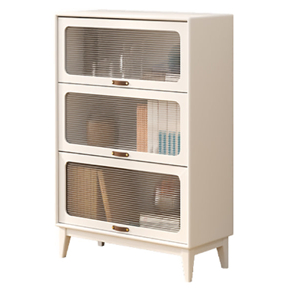 Mid-Century Modern Glass Paned Cabinet,  Solid Wood Accent Cabinet