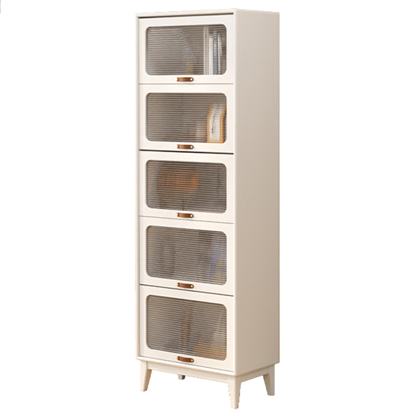 Mid-Century Modern Glass Paned Cabinet,  Solid Wood Accent Cabinet