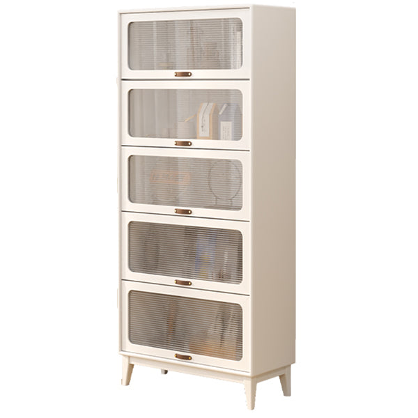 Mid-Century Modern Glass Paned Cabinet,  Solid Wood Accent Cabinet