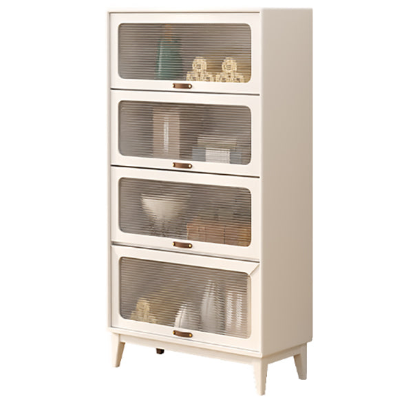 Mid-Century Modern Glass Paned Cabinet,  Solid Wood Accent Cabinet