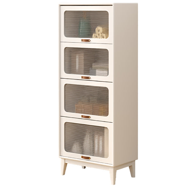 Mid-Century Modern Glass Paned Cabinet,  Solid Wood Accent Cabinet