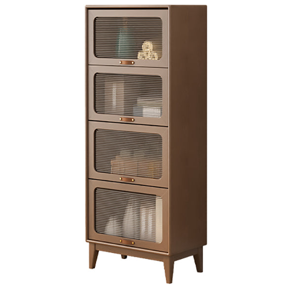Mid-Century Modern Glass Paned Cabinet,  Solid Wood Accent Cabinet