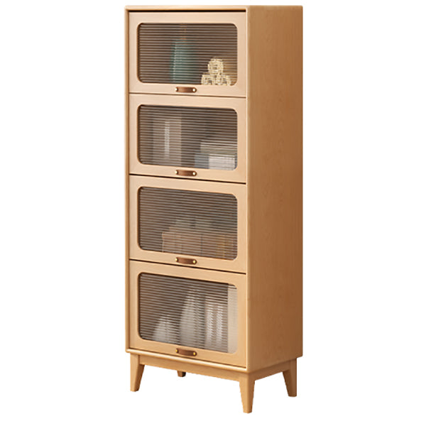 Mid-Century Modern Glass Paned Cabinet,  Solid Wood Accent Cabinet