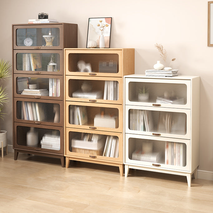 Wood Accent Cabinet, Glass Doors Storage Cabinet - Solid Wood