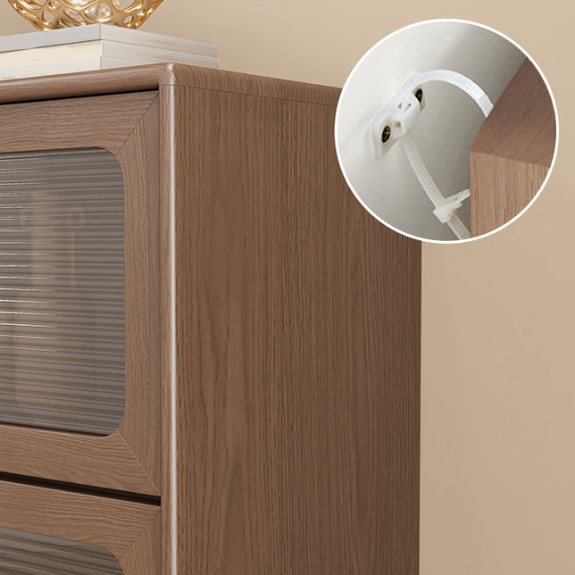 Wood Accent Cabinet, Glass Doors Storage Cabinet - Solid Wood