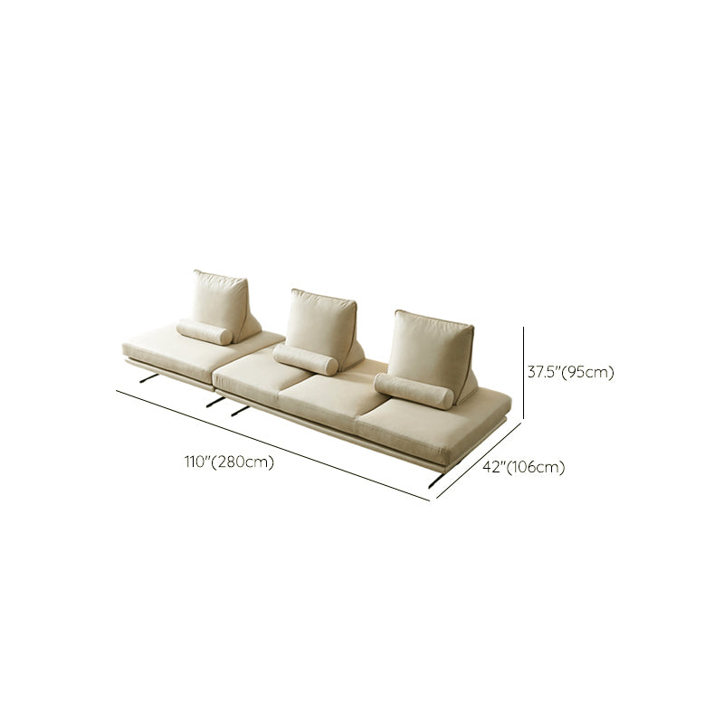 Ultra-Modern Sofa with Bolster Pillows Armless Settee for Bonus Room
