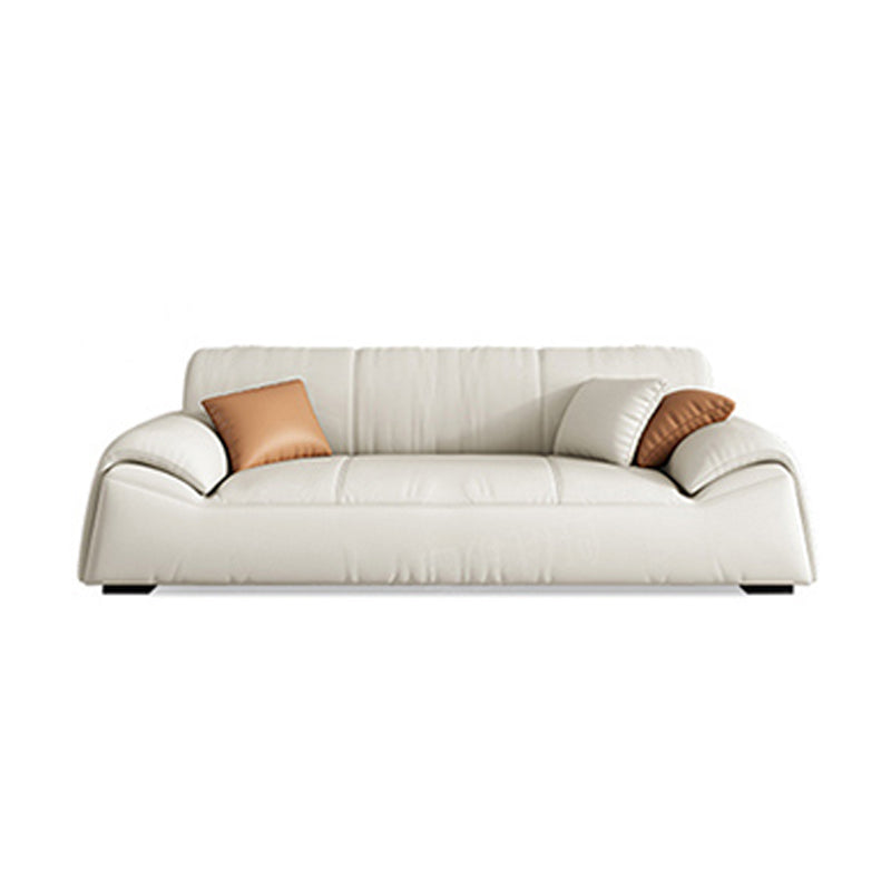 Glam Leather Sofa with Bolster Pillows Seating for Living Room