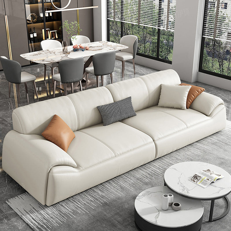 Glam Leather Sofa with Bolster Pillows Seating for Living Room
