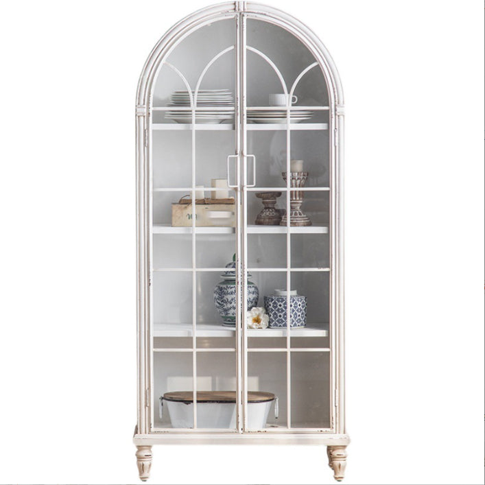 Industrial Style Solid Wood Chest Glass Paned Distressed Accent Cabinet
