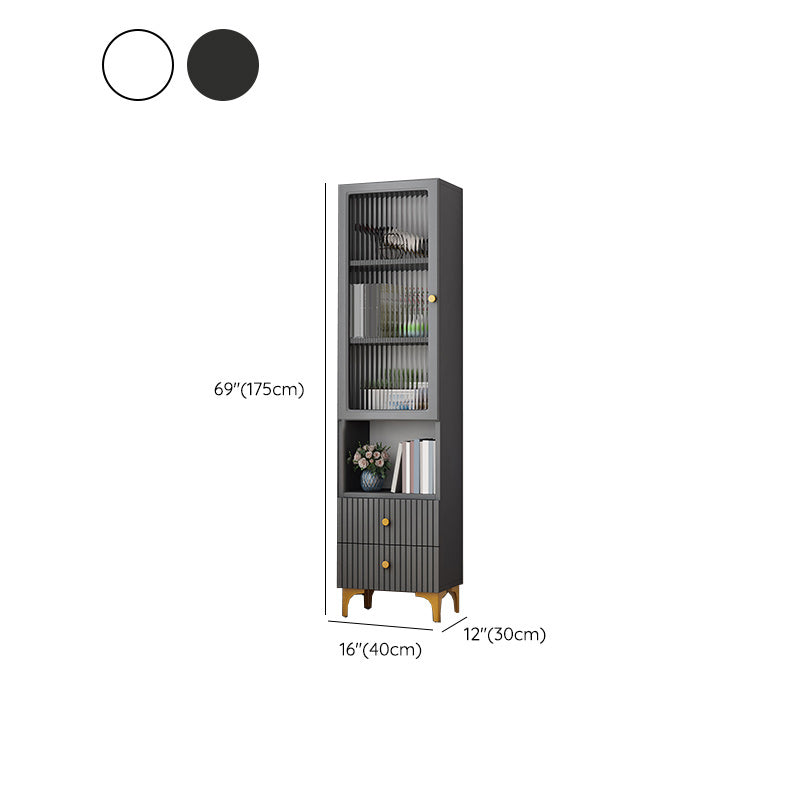 Contemporary Glass Paned Accent Cabinet 2 - Drawer Side Cabinet