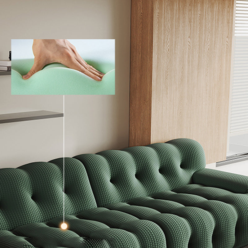 Modernistic Biscuit Back Sofa Tuxedo Arm Loveseat for Bonus Room