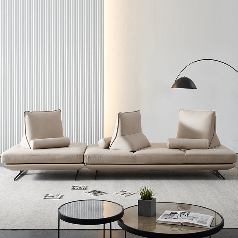 Modernistic Sofa with Bolster Pillows Armless Settee for Bonus Room