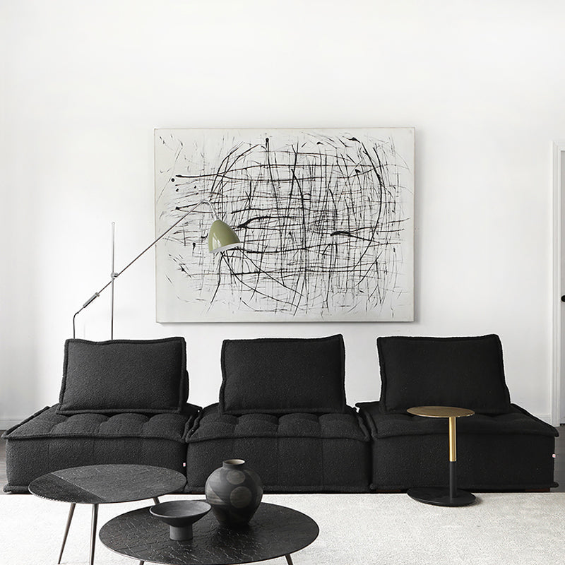 Modern Sofa with Bolster Pillows Armless Settee for Bonus Room