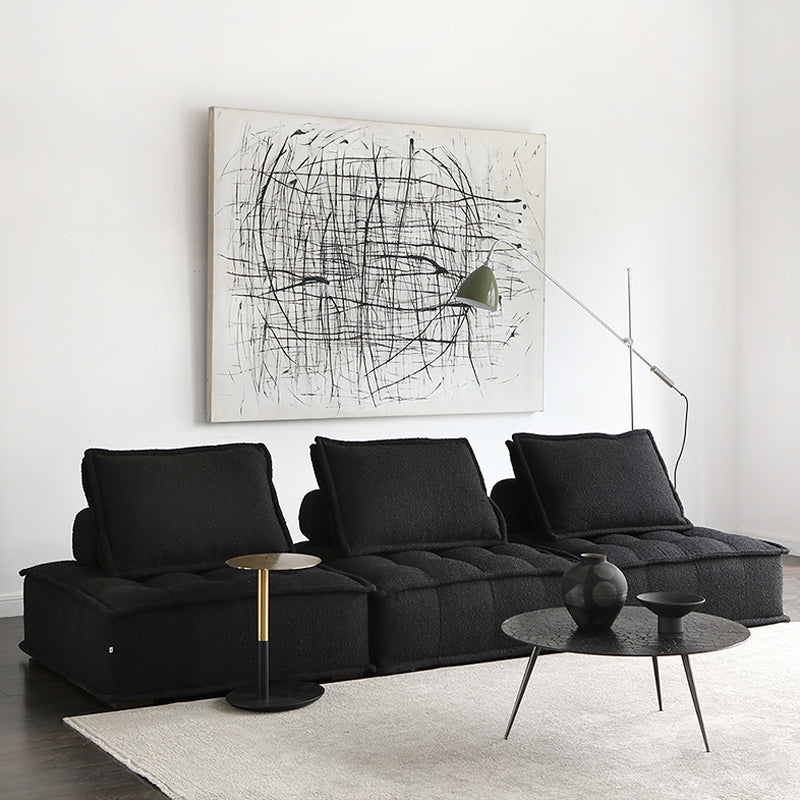 Modern Sofa with Bolster Pillows Armless Settee for Bonus Room