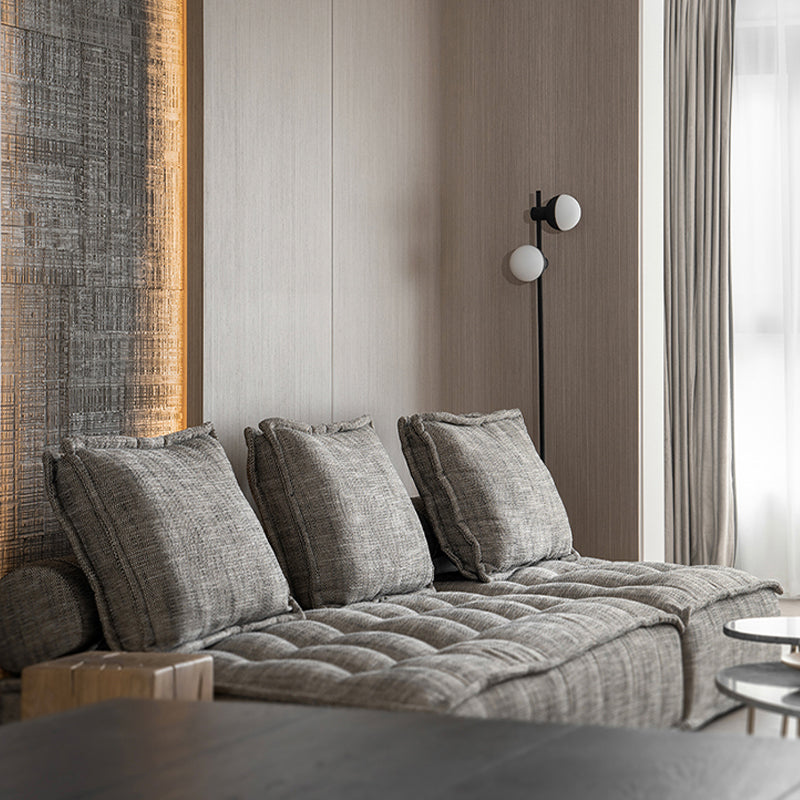 Modern Sofa with Bolster Pillows Armless Settee for Bonus Room