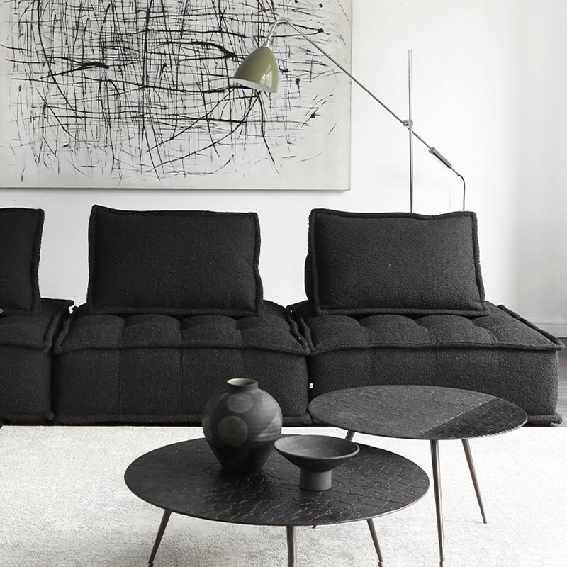 Modern Sofa with Bolster Pillows Armless Settee for Bonus Room