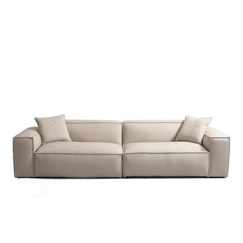 Ultra-Modern Genuine Sofa with Pillow Back and Square Arm in Wood