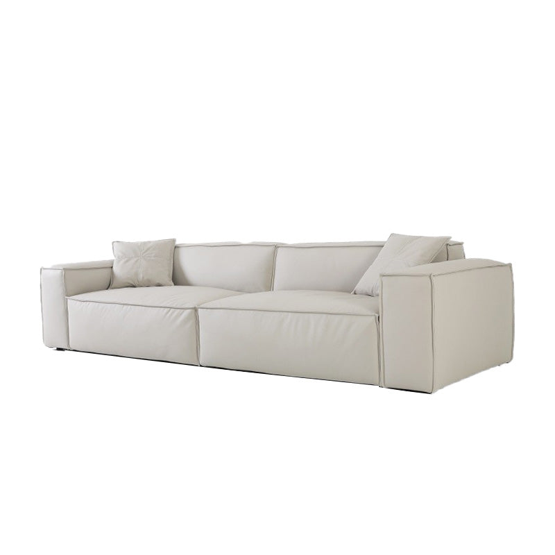 Ultra-Modern Genuine Sofa with Pillow Back and Square Arm in Wood