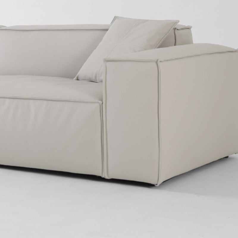 Ultra-Modern Genuine Sofa with Pillow Back and Square Arm in Wood