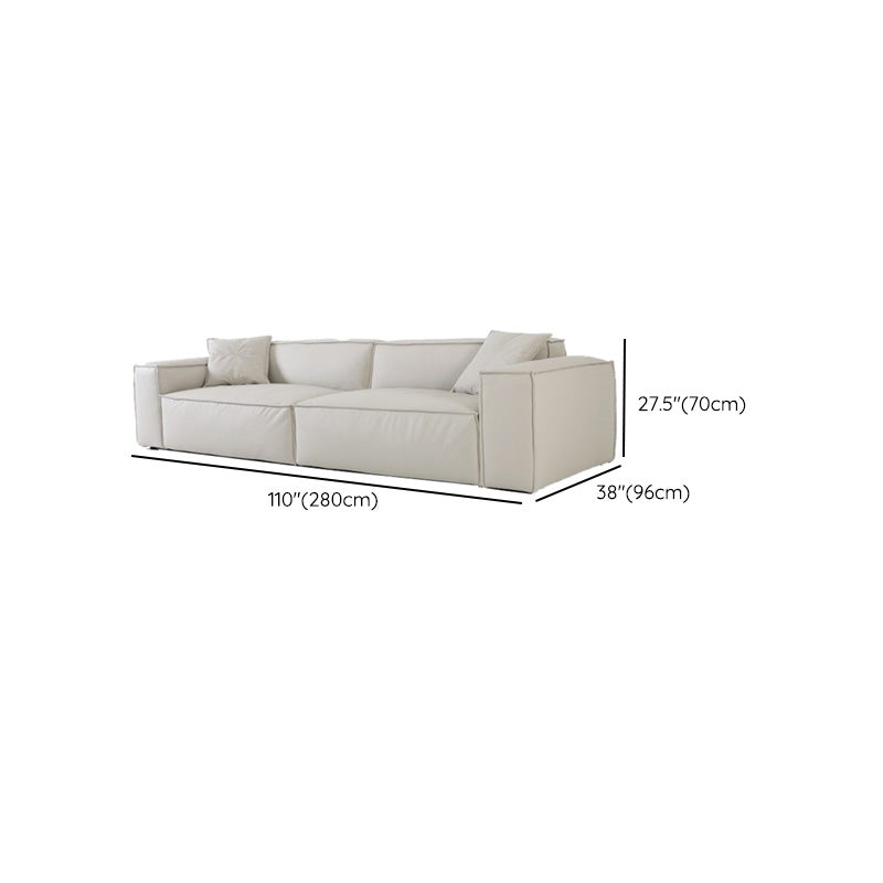Ultra-Modern Genuine Sofa with Pillow Back and Square Arm in Wood