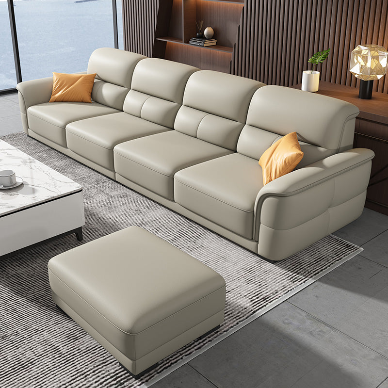 Ultra-Modern Genuine Sofa with Pillow Back and Rolled Arm in Wood