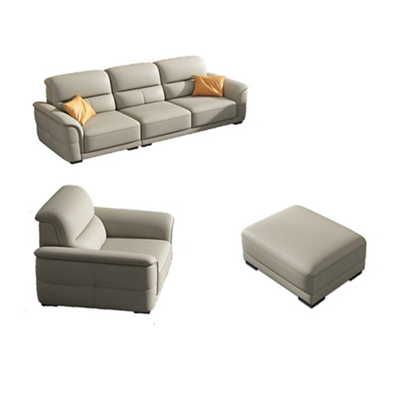 Ultra-Modern Genuine Sofa with Pillow Back and Rolled Arm in Wood