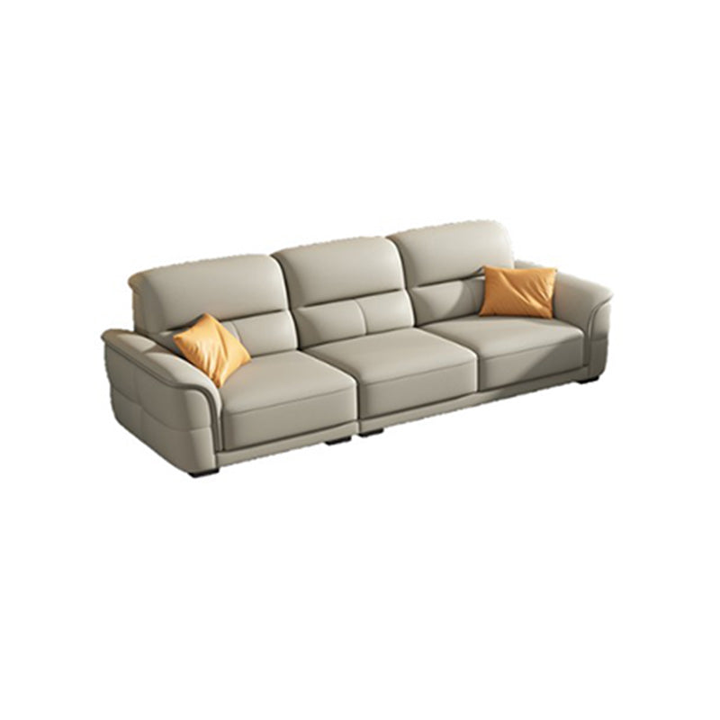 Ultra-Modern Genuine Sofa with Pillow Back and Rolled Arm in Wood
