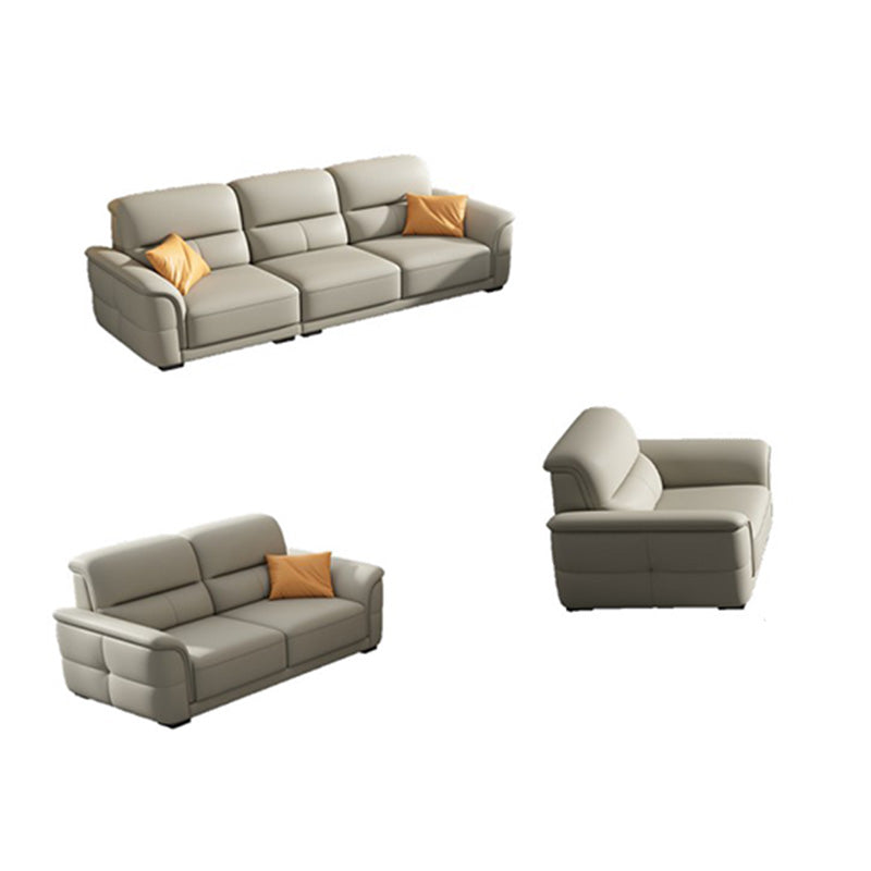Ultra-Modern Genuine Sofa with Pillow Back and Rolled Arm in Wood