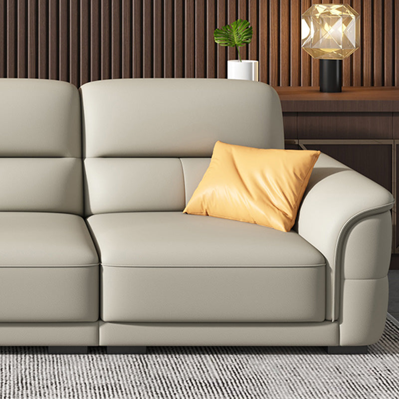 Ultra-Modern Genuine Sofa with Pillow Back and Rolled Arm in Wood