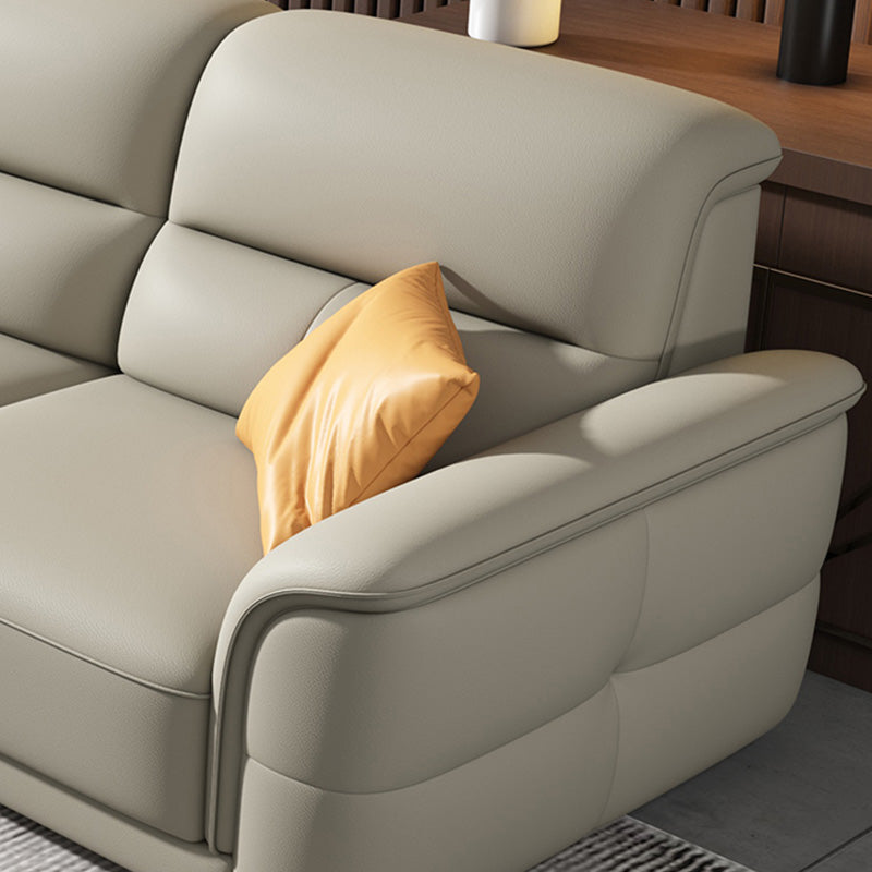 Ultra-Modern Genuine Sofa with Pillow Back and Rolled Arm in Wood