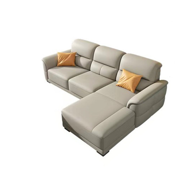Ultra-Modern Genuine Sofa with Pillow Back and Rolled Arm in Wood