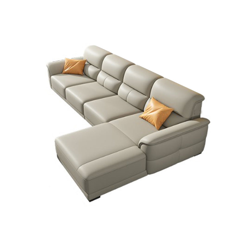 Ultra-Modern Genuine Sofa with Pillow Back and Rolled Arm in Wood