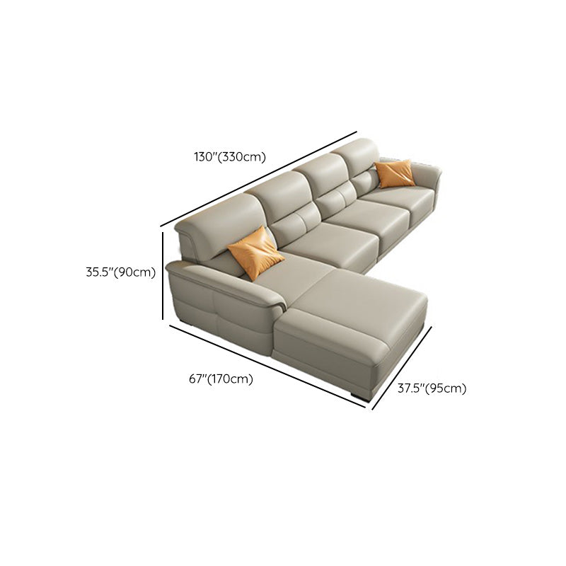 Ultra-Modern Genuine Sofa with Pillow Back and Rolled Arm in Wood