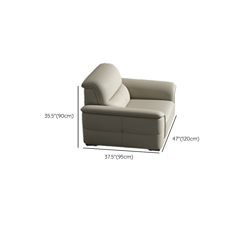 Ultra-Modern Genuine Sofa with Pillow Back and Rolled Arm in Wood