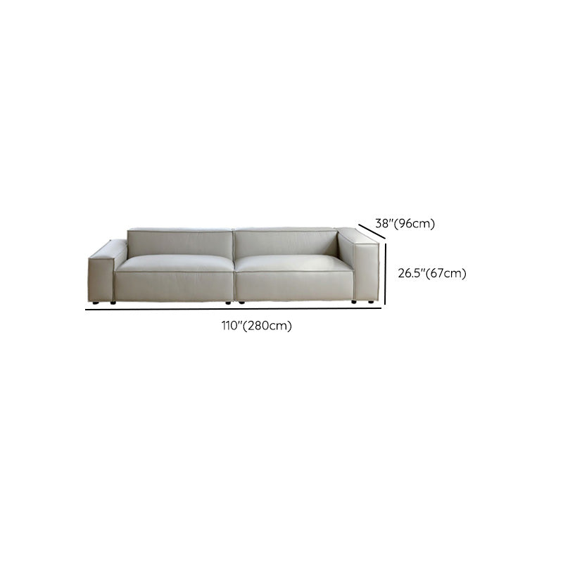 37" Wide Contemporary Sofa Leather Square Arm Standard Seating